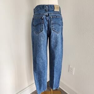 Vintage 90s Lee High Rise Tapered Leg Mom Jeans Medium Wash Denim 6 8 30 waist